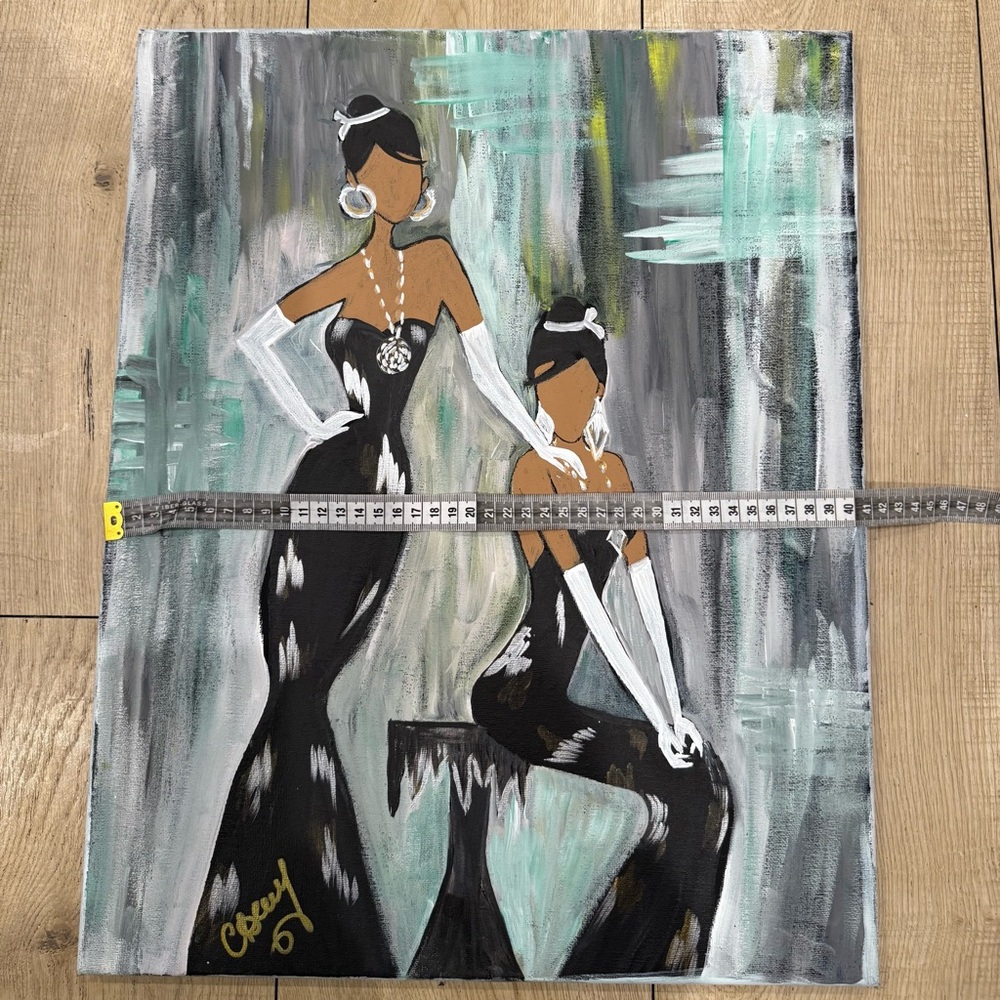 Handmade Elegant Black and White Fashion Art Canvas - Picture 2 of 3